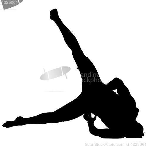 Image of Black Silhouettes breakdancer on a white background