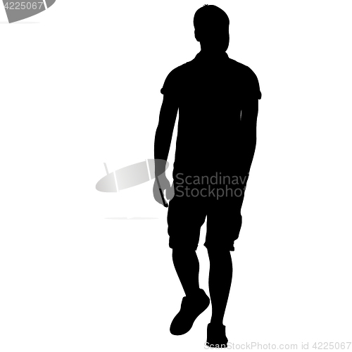 Image of Black silhouette man standing, people on white background