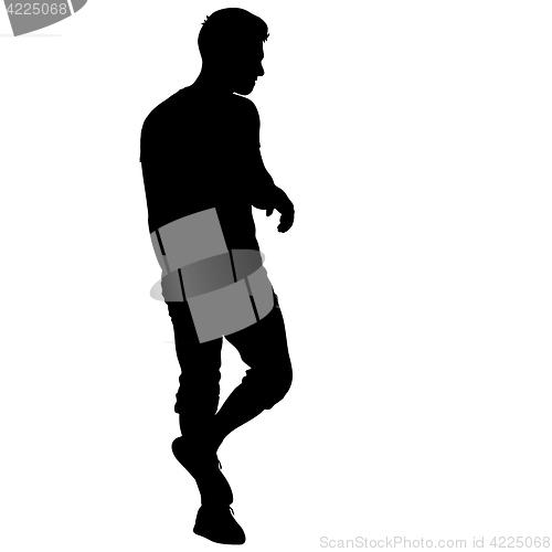 Image of Black silhouette man standing, people on white background