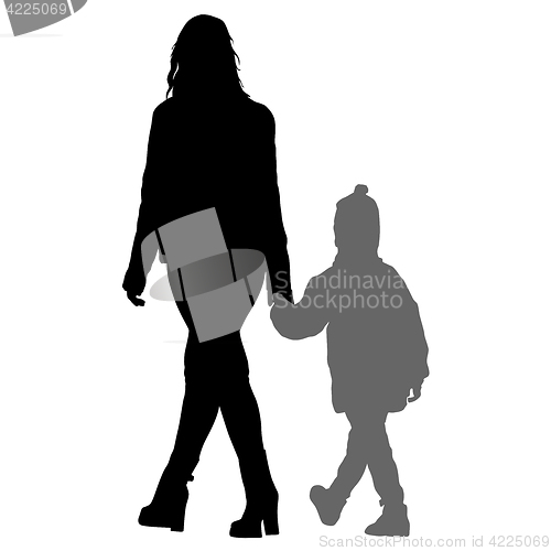 Image of Silhouette of happy family on a white background. illustration.