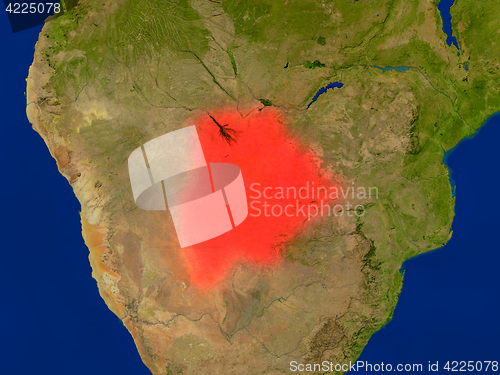 Image of Botswana from space in red