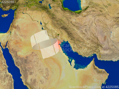 Image of Kuwait from space in red