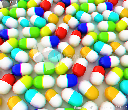 Image of Tablets background. 3D illustration. Anaglyph. View with red/cya