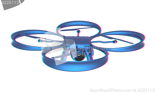 Image of Drone, quadrocopter, with photo camera flying. 3d render. Anagly
