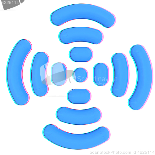 Image of Radio Frequency Identification symbol. 3d illustration. Anaglyph