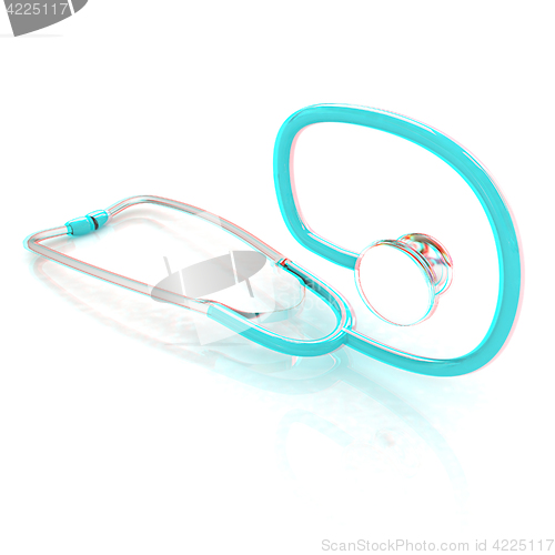 Image of stethoscope. 3d illustration. Anaglyph. View with red/cyan glass