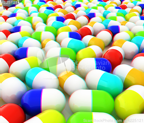 Image of Tablets background. 3D illustration. Anaglyph. View with red/cya