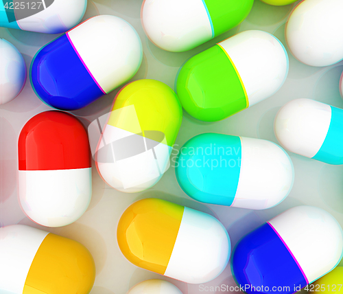Image of Tablets background. 3D illustration. Anaglyph. View with red/cya