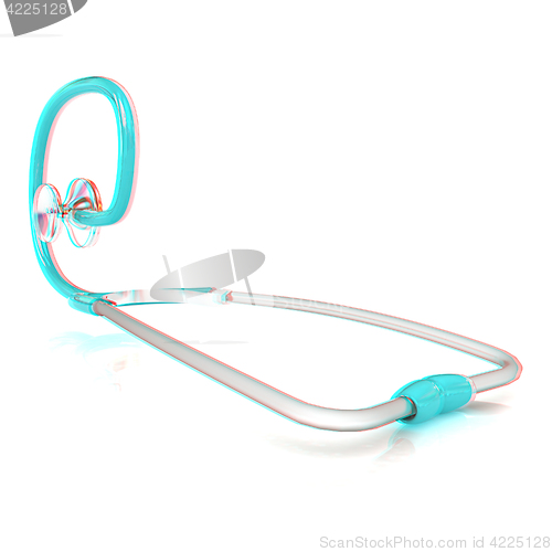 Image of stethoscope. 3d illustration. Anaglyph. View with red/cyan glass