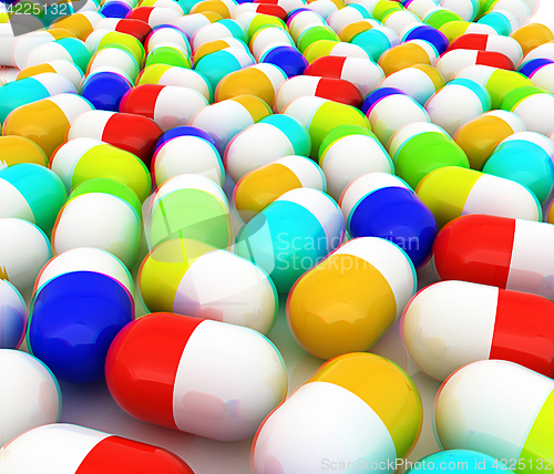 Image of Tablets background. 3D illustration. Anaglyph. View with red/cya