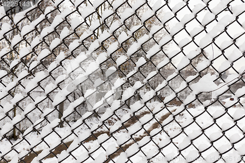 Image of metal mesh in the winter