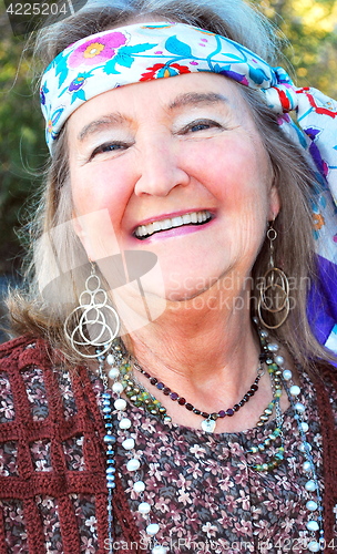 Image of Hippie female senior.