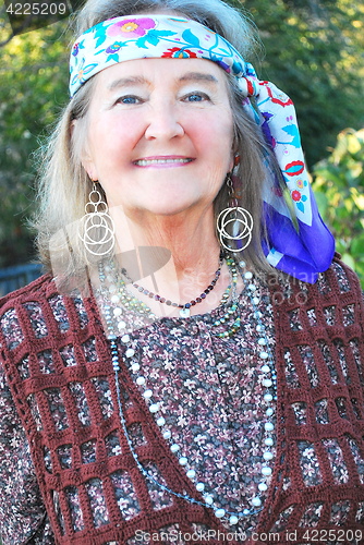 Image of Hippie female senior.