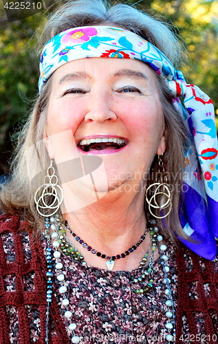 Image of Hippie female senior.