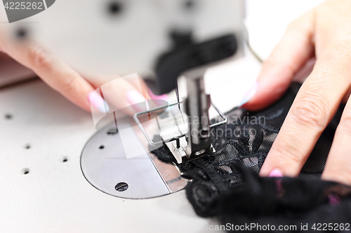 Image of Sewing. Factory, sewing room. Production of apparel.