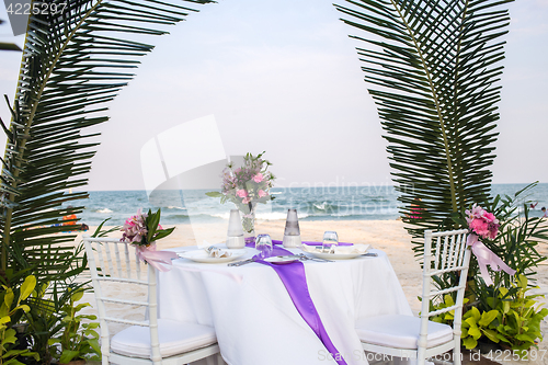 Image of Served table on sea shore