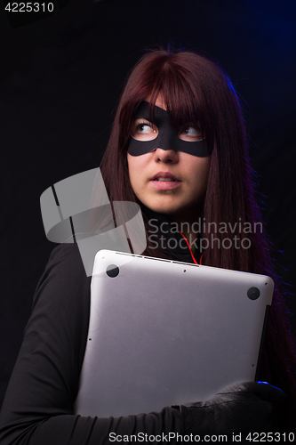 Image of Girl in mask and gloves