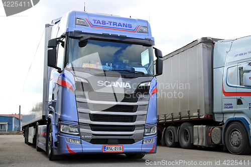 Image of Blue Next Generation Scania S450 Semi Parked