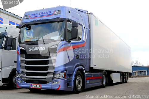 Image of Blue Next Generation Scania S450 Semi Trailer Parked