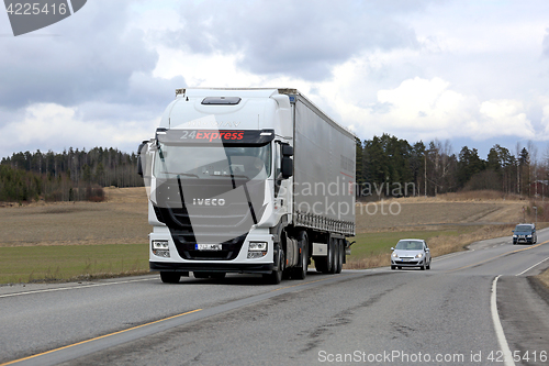 Image of White Iveco Semi Truck Express Transport