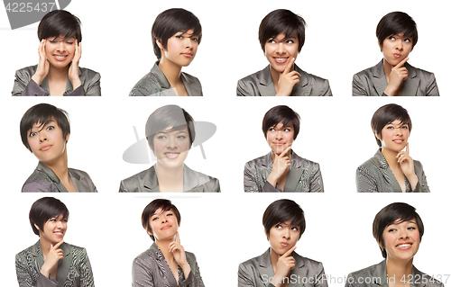 Image of Set of Attractive Mixed Race Young Adult Female with a Variety o