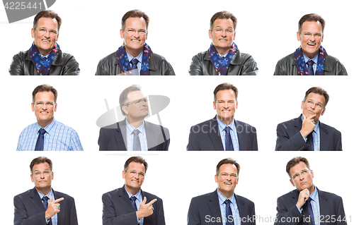 Image of Set of Handsome Mixed Race MIddle Aged Businessman with a Variet