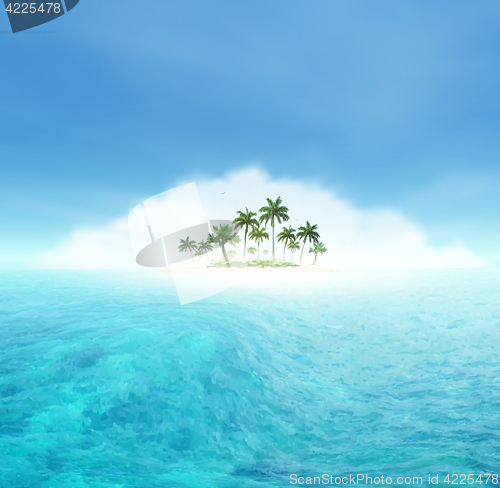 Image of Ocean And Tropical Island With Palms