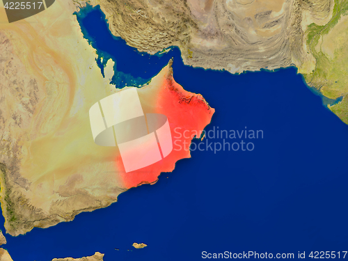 Image of Oman from space in red