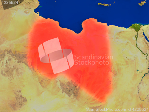 Image of Libya from space in red