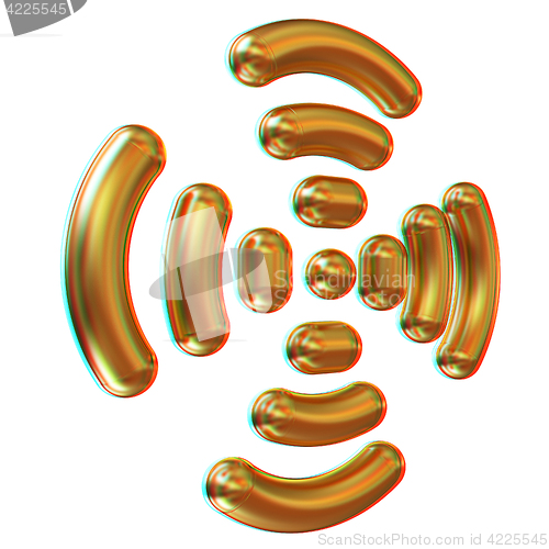 Image of Radio Frequency Identification symbol. 3d illustration. Anaglyph