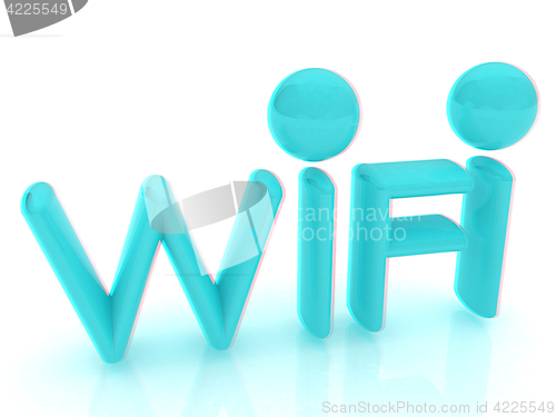 Image of WiFi symbol. 3d illustration. Anaglyph. View with red/cyan glass