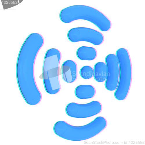 Image of Radio Frequency Identification symbol. 3d illustration. Anaglyph