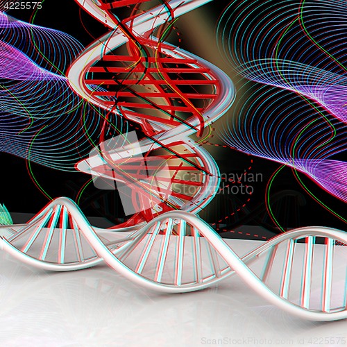 Image of DNA structure model Background. 3d illustration. Anaglyph. View 