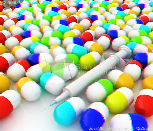 Image of Tablets background. 3D illustration. Anaglyph. View with red/cya