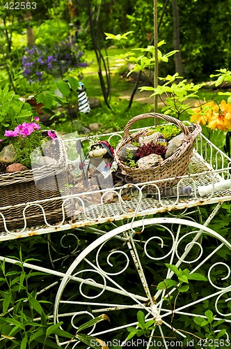 Image of Flower cart in garden