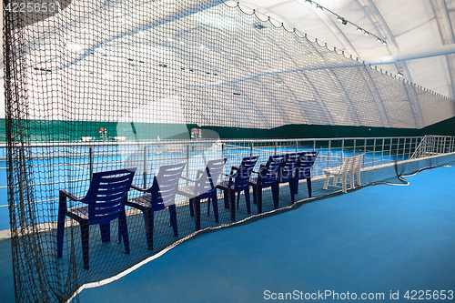 Image of The abstract indoor tennis court