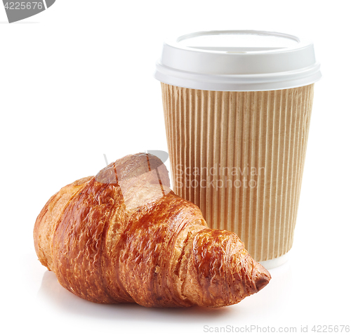 Image of cup of coffee and croissant