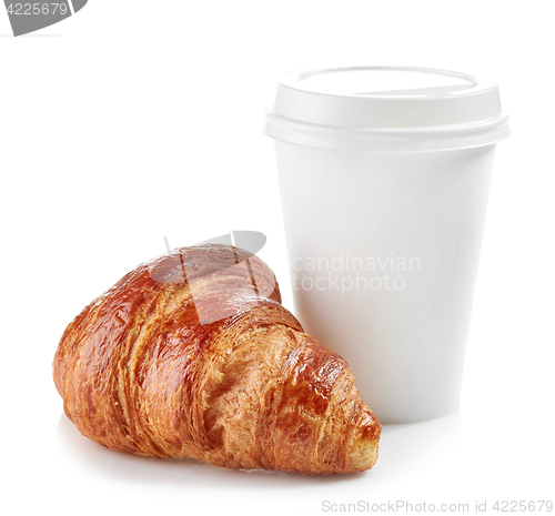 Image of cup of coffee and croissant