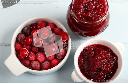 Image of Cranberries and cranberry jam.