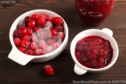 Image of Cranberries and cranberry jam.