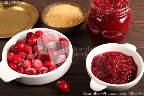 Image of Cranberries and cranberry jam.
