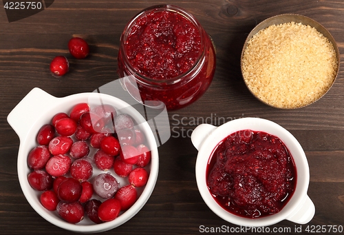 Image of Cranberries and cranberry jam.