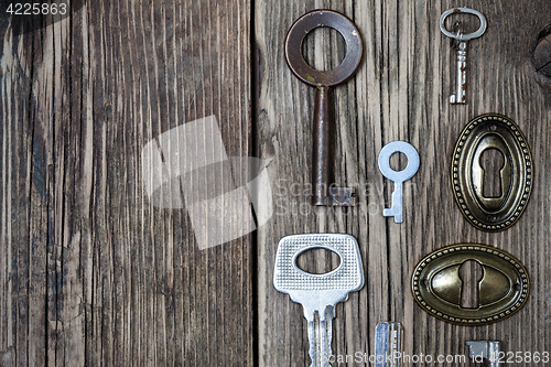 Image of vintage keys and keyholes