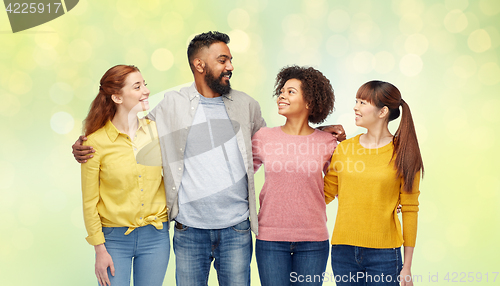 Image of international group of happy smiling people