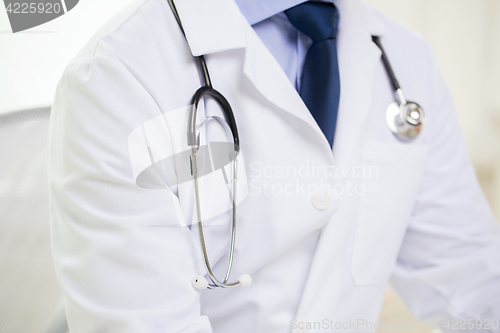 Image of close up of male doctor with stethoscope