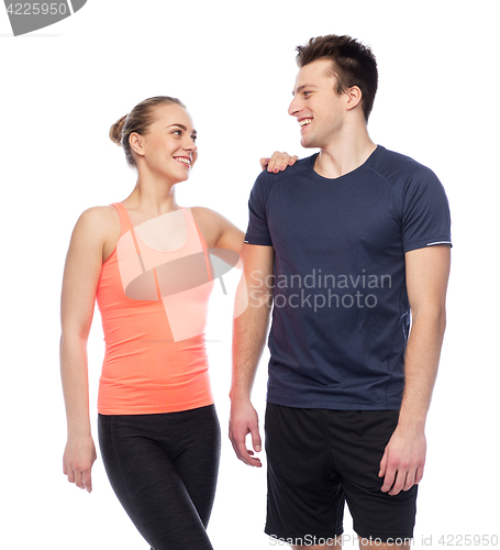 Image of happy sportive man and woman