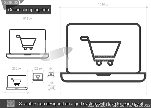 Image of Online shopping line icon.