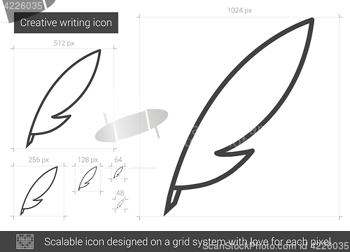 Image of Creative writing line icon.