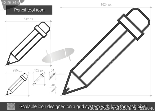 Image of Pencil tool line icon.