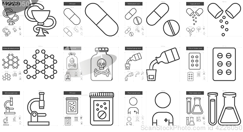 Image of Medicine line icon set.